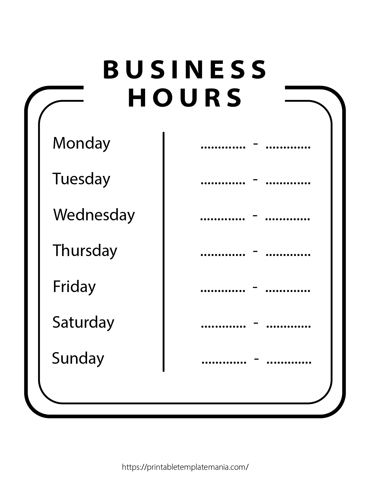 business hours sign printable