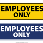 employess only printable sign